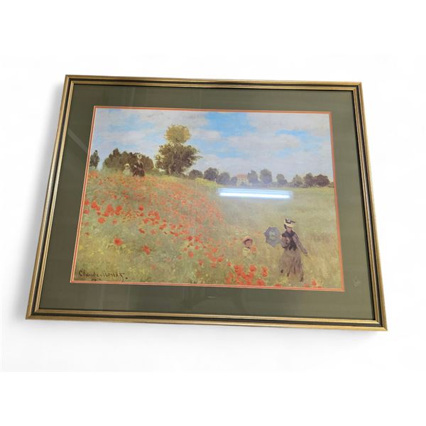 Framed Claude Monet Print "The Poppy Field near Argenteuil" - 36" x 29" Framed.