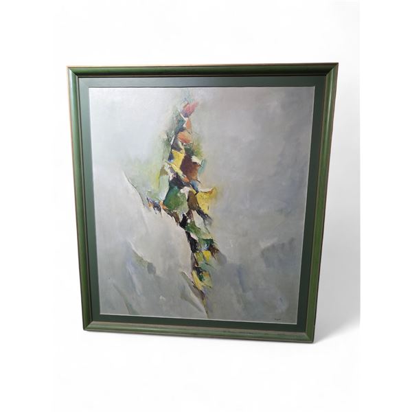 1960s Signed Lain Singh Bangdel Abstract Oil Painting "Spring" - Nepalese artist - 44" x 48" Framed