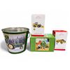 Image 1 : John Deere Logo Mini Pail, Mailbox Tin Bank & 2 Hallmark Keepsake Ornaments in Original Boxes