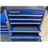 Image 2 : 2 New Mini Snap-On Royal Blue Metal Tool Cabinets - Largest is 4.5" x 9" x 8" tall
