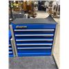 Image 4 : 2 New Mini Snap-On Royal Blue Metal Tool Cabinets - Largest is 4.5" x 9" x 8" tall