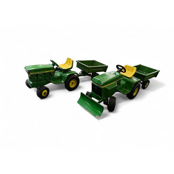 2 John Deere Mini Utility Tractor & Dump Cart Sets - Ertl Diecast Models - Do not know if they were 