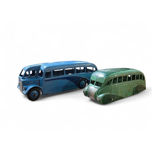 Vintage Dinky Toys "Luxury Coach Bus"  & Streamlined Bus" by Meccano England - No Boxes
