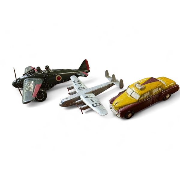 Vintage "R-93 Tin Airplane", "Simca Aronde Taxi" and Dinky Toys "York" Airplane - No Boxes
