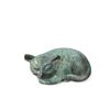 Image 2 : Vintage Cast Metal Asian Cat Statue with Verdigris Patina on Fitted Stand - 5" x 6" x 4" tall