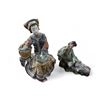 Image 1 : 2 Glazed Ceramic Asian Ladies - 9" Seated Lady and 5" Reclining Lady