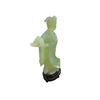 Image 3 : Carved Green 10" Goddess Statue and 3" Koi Fish Figurine