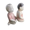 Image 4 : Pair of Hand Carved & Painted Good Luck Baby Boy & Girl Statues - Each is 14" tall x 8" wide