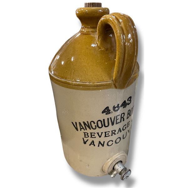 Vancouver Botanic Beverage Co. Glazed Pottery Crock/Jug with Cork & Spigot