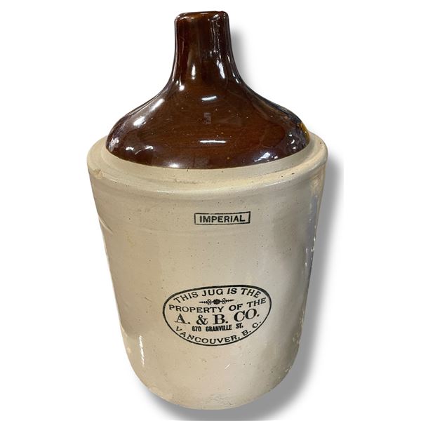A. &  B.  Co. 670 Granville Street Glazed Pottery Crock/Jug