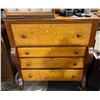 Image 1 : Antique Canadiana Maple 4 Drawer Dresser with Tiger Maple Fronts - 22" x 42" x 44" Tall Circa: 1880.