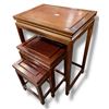 Image 1 : Vintage 3 Piece Asian Design Nesting Table Set - Largest table is 14" x 20" x 26" tall