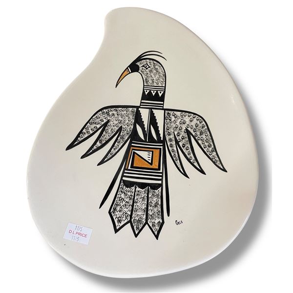 Vintage Roadrunner Gelo Glazed Pottery Platter from Moab, Utah - 12" x 15"