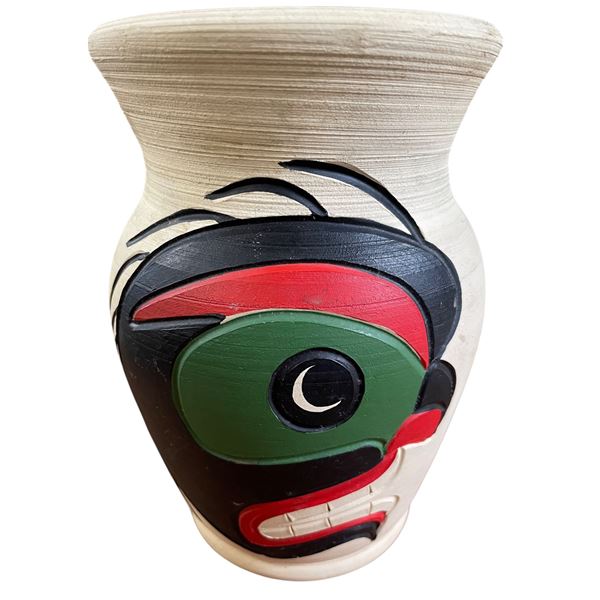 1989 Stewart Jacobs "Wildman/Wild Woman" Art Pottery Vase - Capilano BC