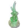 Image 1 : Art Deco Uranium Glass 9" Gull & Fish Flower Frog Centerpiece