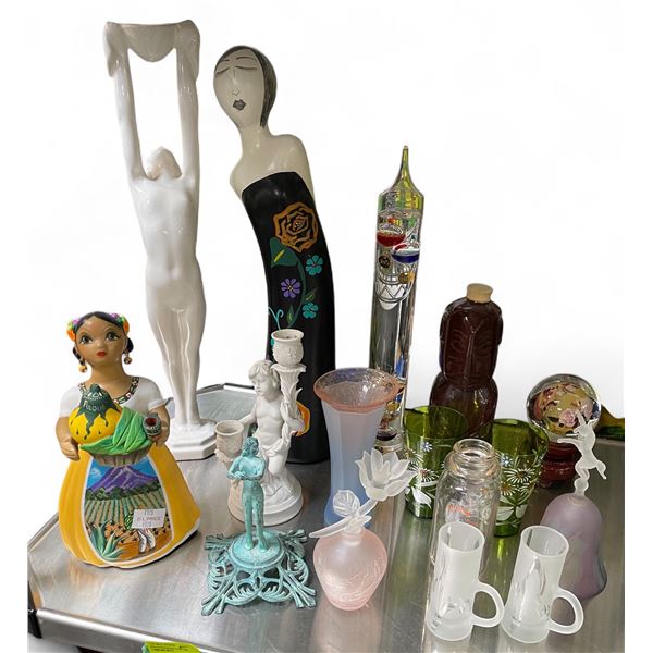 15 Pcs. of Statues, Glass Ware & Galileo Weather Station
