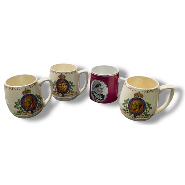 4 Vintage British  Royalty Commemorative Mugs