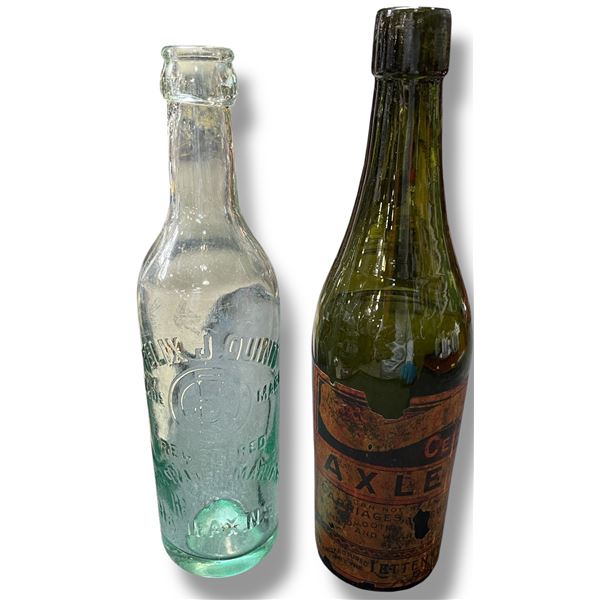 Felix J. Quinn Glass Soda Bottle & Axel Oil Commemorative Glass Bottle