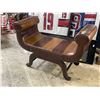 Image 2 : Leather Roman Style Bench Seat - 18" x 23" x 28" tall at the top of the arms