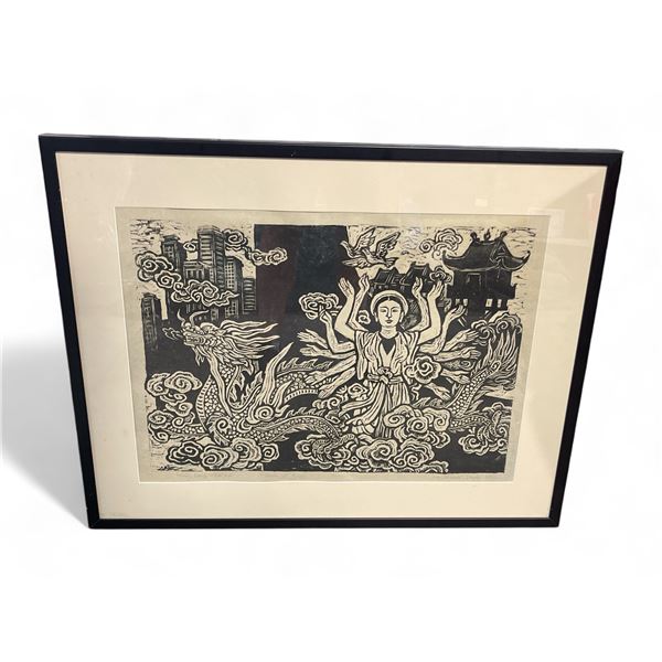 1990s Goddess & Dragon  Print #1/10 -  Signed   36" x 26" framed.