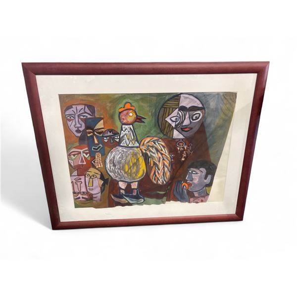 Framed Painting on Fabric - 32" x 41" framed.