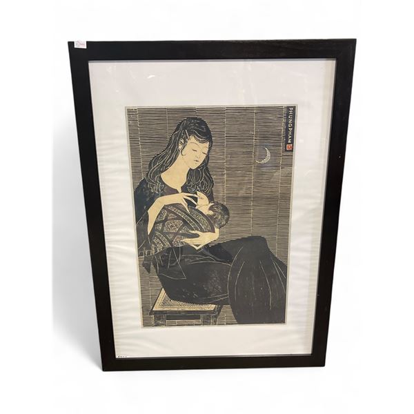 Phung Pham "Mother & Child" Print - 31" x 42" framed.