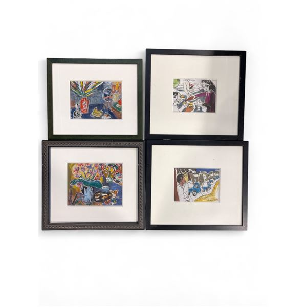 4 Dang Hong Van Framed Painting - Average framed size: 12" x 15"