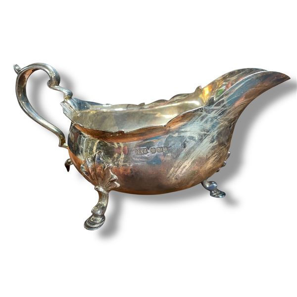 Vintage Sterling Silver Sauce Boat with Monogram & 1909 Date - Weight = 309 grams