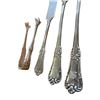 Image 4 : 7 Birks Sterling Sauce and Condiment Spoons, Fork, Butter Knife, and Sugar Tong. Total  Weight = 195