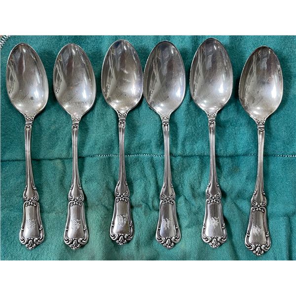 6 Birks Sterling Silver 5" Spoons  -  Total Weight = 109 grams - Monogramed handles.