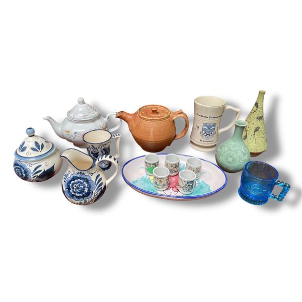 Shelf of China Pottery & Glass from Many Countries