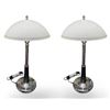 Image 1 : Pair of Black & Silver Lamps with Frosted Glass Shades