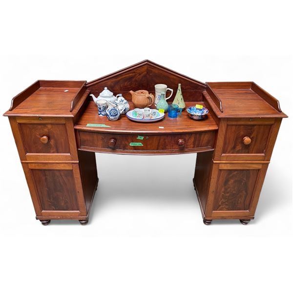 Antique Victorian Mahogany Sideboard with Keys - 21" deep x 70" wide x 56" tall at the back. Circa: