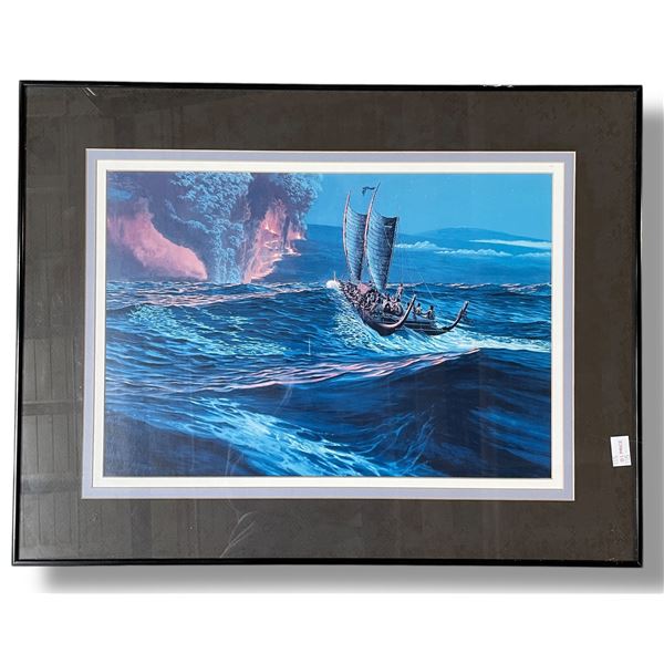 Framed "Polynesian Seafarers" Print - 27" x 21" framed.