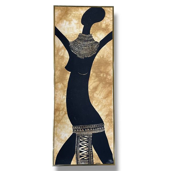 Heidi Lange Painting on Fabric - 12.5" x 33" framed.