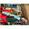Image 4 : Vintage Wood Train Set with Many Cars & Large Box of Track