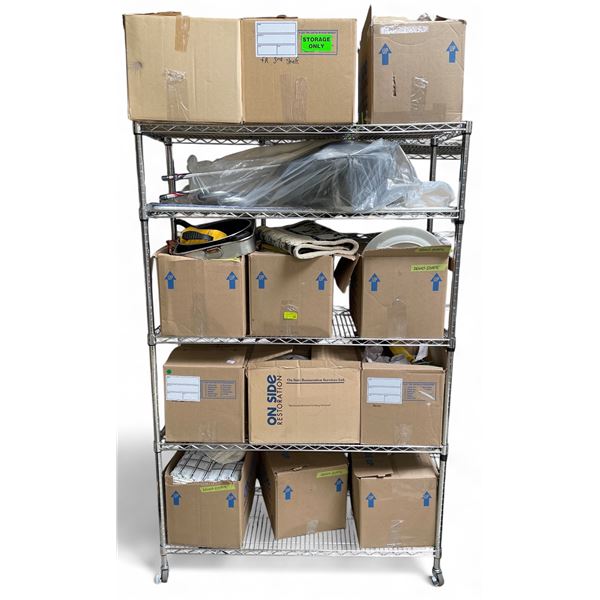 Contents of 5 Shelf Rack - Sporting Goods, Household Goods and More. - Shelf Rack NOT Included.