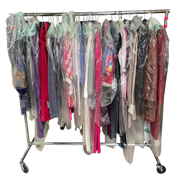 Large Selection of Gently Worn Women's Clothing - Garment Rack is not included.