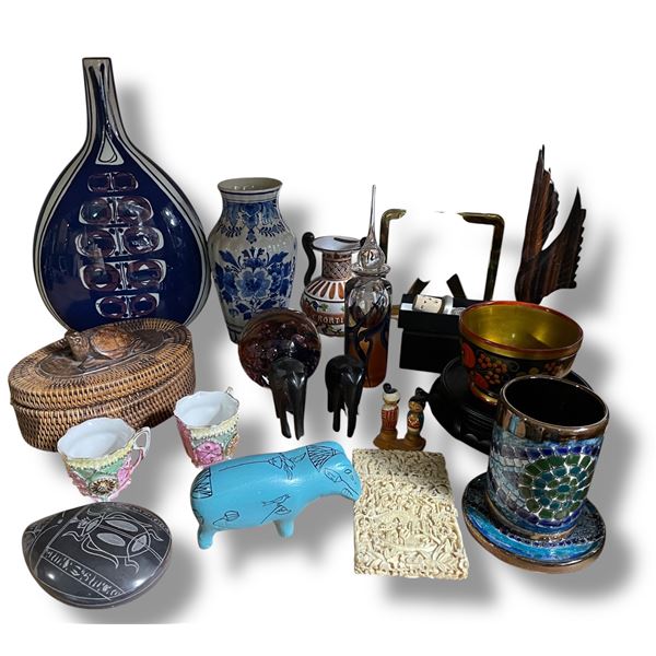 Royal Copenhagen Alumina Vase, Art Glass Perfume Bottle & 16 Other Collectibles