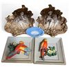Image 1 : Vintage Soap Dish, 2 Chalkware Parrot Plaques & 2 Wall Hangings (these have  chips)