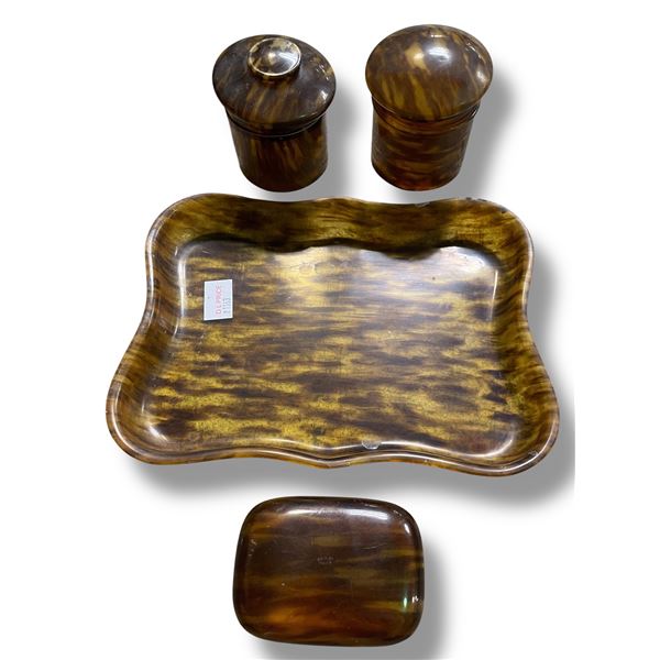 Vintage Faux Tortoiseshell Dresser Set