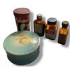 Image 1 : Vintage Elizabeth Arden Powder Box & 3 Medicine Bottles & 1 Baking Soda Tin