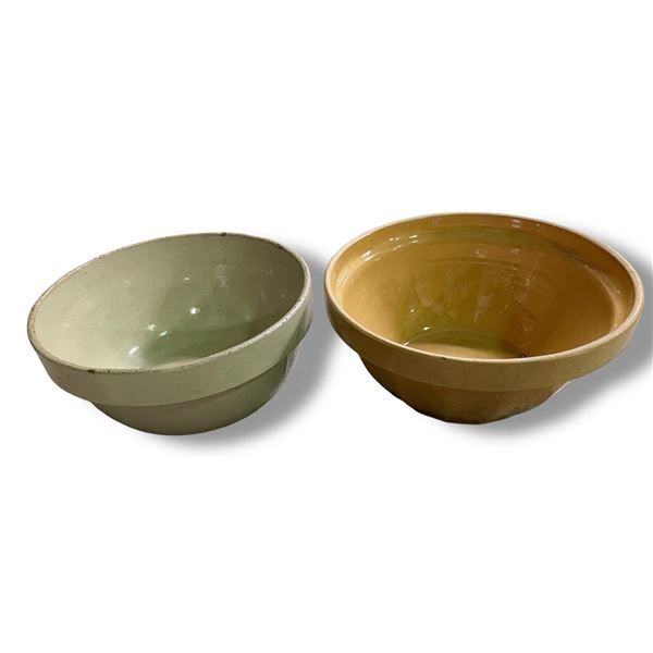 Vintage Medalta 10 Cup and English 4 Quart Glazed Pottery Mixing Bowls