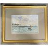 Image 1 : 1910 Watercolour Painting of Sailboat & Lighthouse - Signed W. B. - 18" x 15" framed.