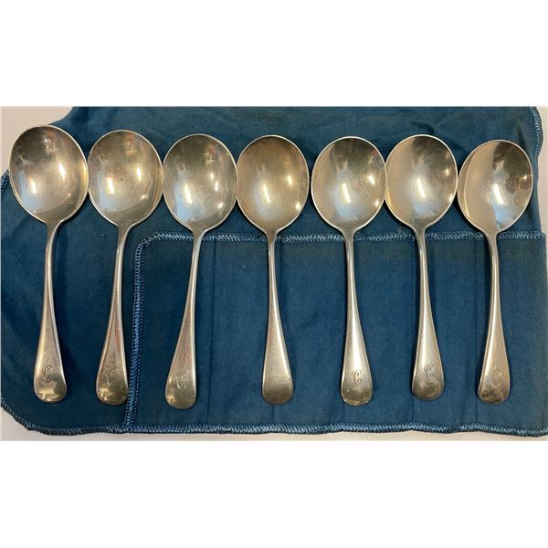 7 Birks Sterling Silver 5 1/2" Spoons - Total Weight = 245 grams - Monogramed Handles