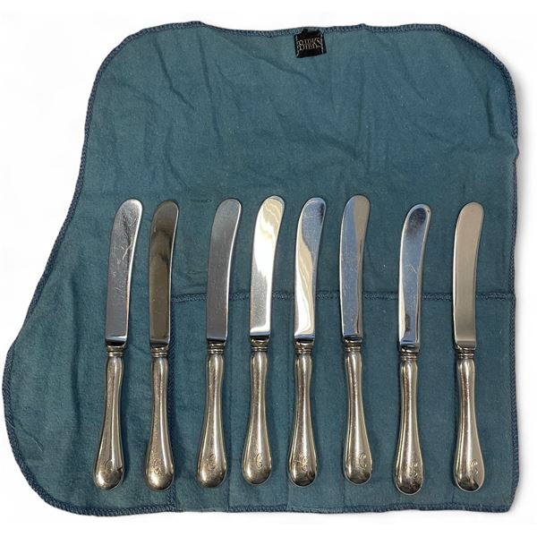 8 Birks Sterling Silver Handled Butter Knives - Monogramed Handles