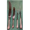 Image 1 : 2 Birks Sterling Silver Handled Fork & Knife Carving Sets  - Monogramed Handles