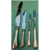 Image 2 : 2 Birks Sterling Silver Handled Fork & Knife Carving Sets  - Monogramed Handles