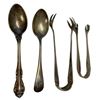 Image 3 : 12 Sterling Silver Tea Spoons, Sugar Tongs, and Cocktail Fork - Variety of Makers - Total Weight = 2
