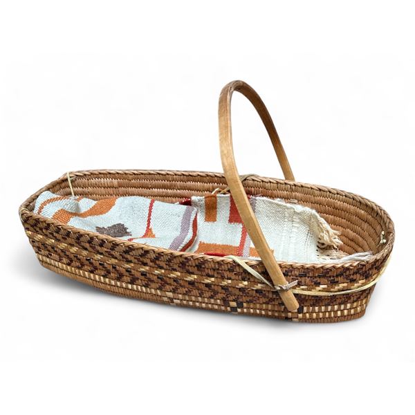 Antique Coast Salish Handwoven Bassinette w/ Blanket - Pristine Condition